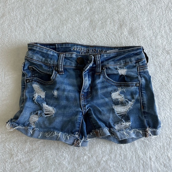 American Eagle Jean Shorts - Super Stretch Super Low Shortie 00 - Picture 1 of 6